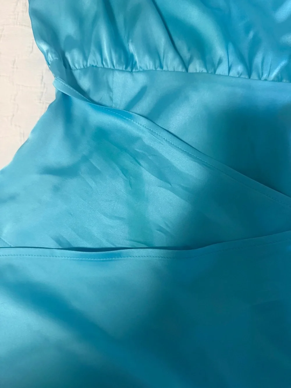 One-Shoulder Teal Satin Dress